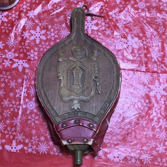 Bellows old wooden bellows with Scottish coat of arms baffle needs repair - Picture 3 of 7
